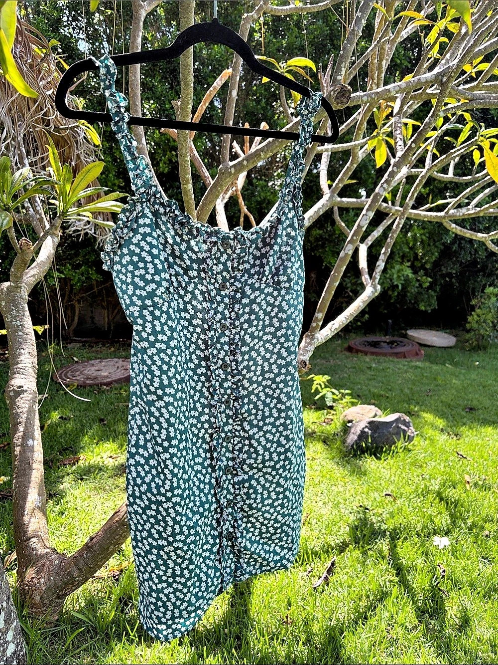 Floral Dress in Green & White